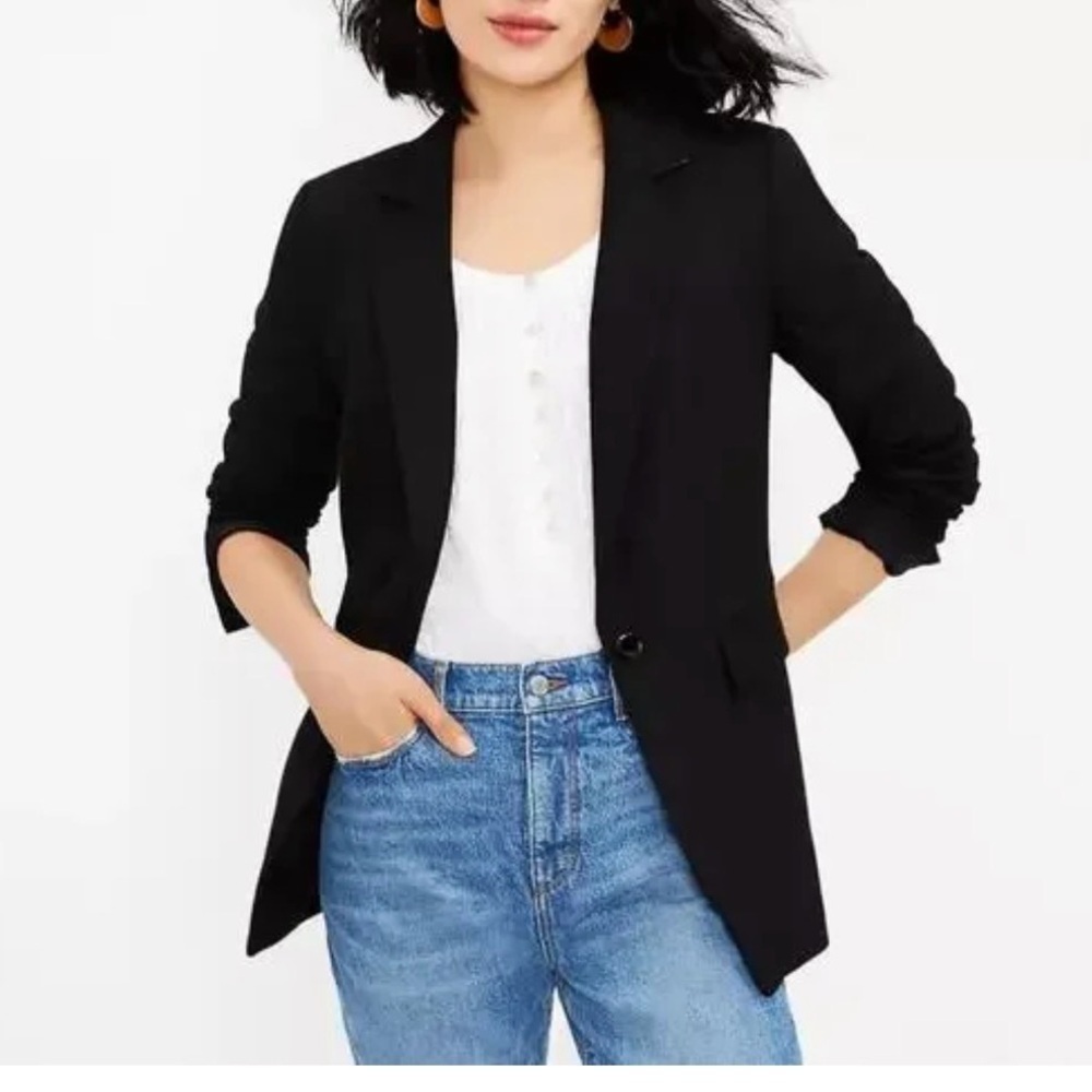 Loft Stretch Jersey Blazer in Black - 0